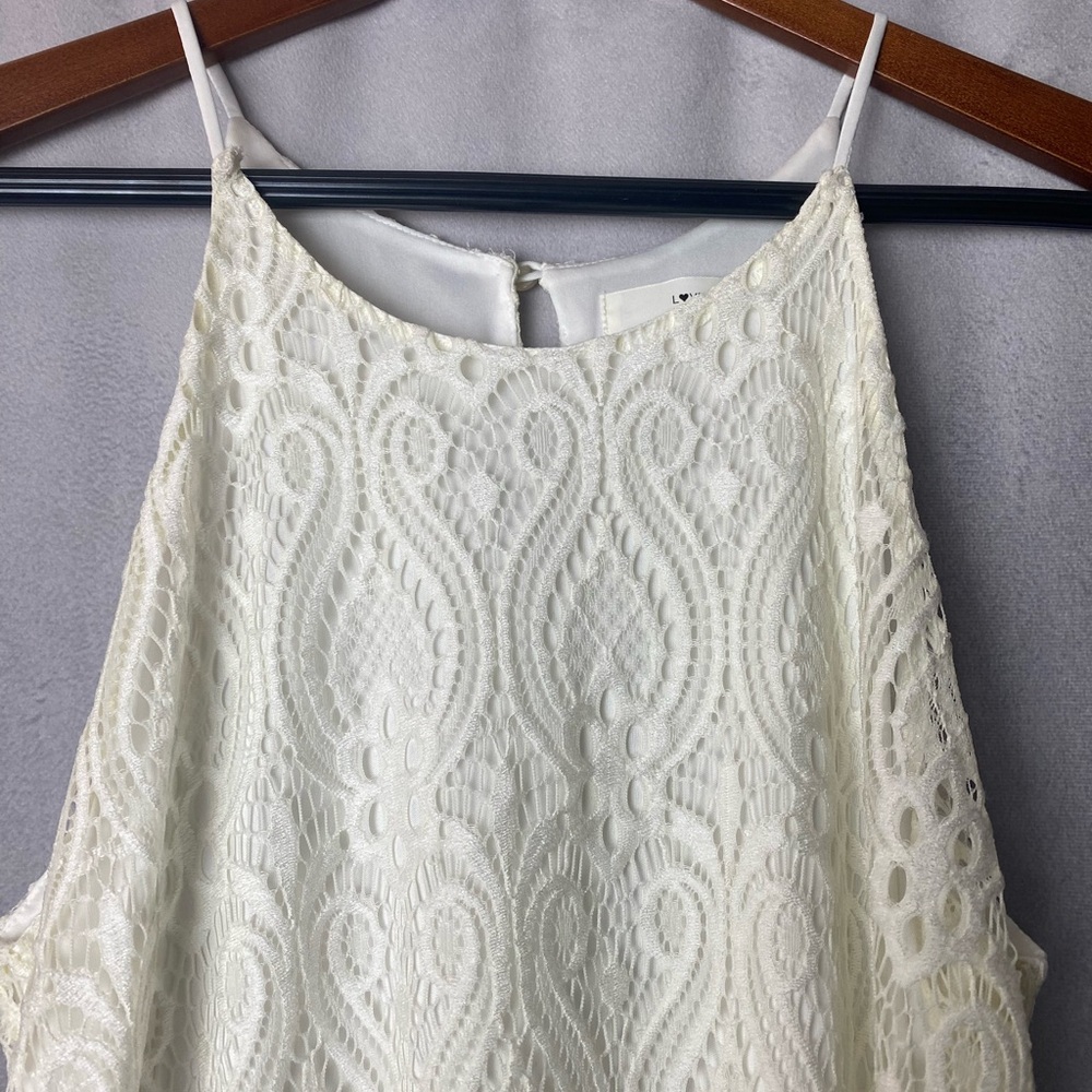Love Tree Off White Cream Lace Dress Spaghetti Strap Boho Beach Lace Feminine M - Picture 5 of 8